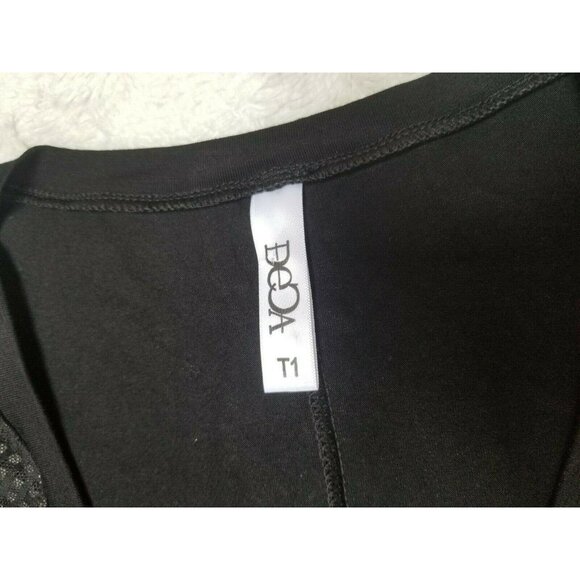 Deca Womens Long Sleeves Top V  Asymmetric Hem Tunic Size 1 Gray Black France - Picture 4 of 7